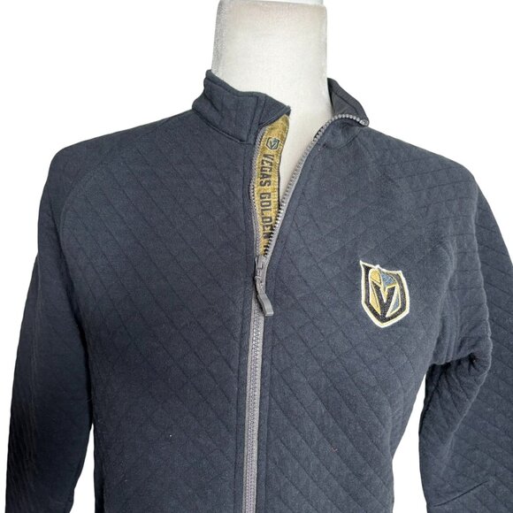 Vegas Golden Knights Quilted Full Zip Jacket Medium Black Pockets Embroidered - Picture 2 of 6